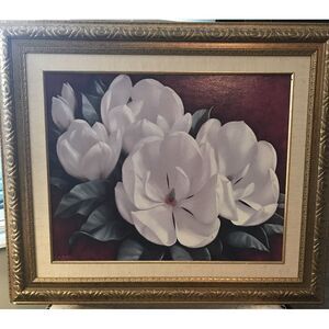 38.5"x32.5" Total Size With Frame‎ MAGNOLIA CRIMSON I by IGOR - FLORAL